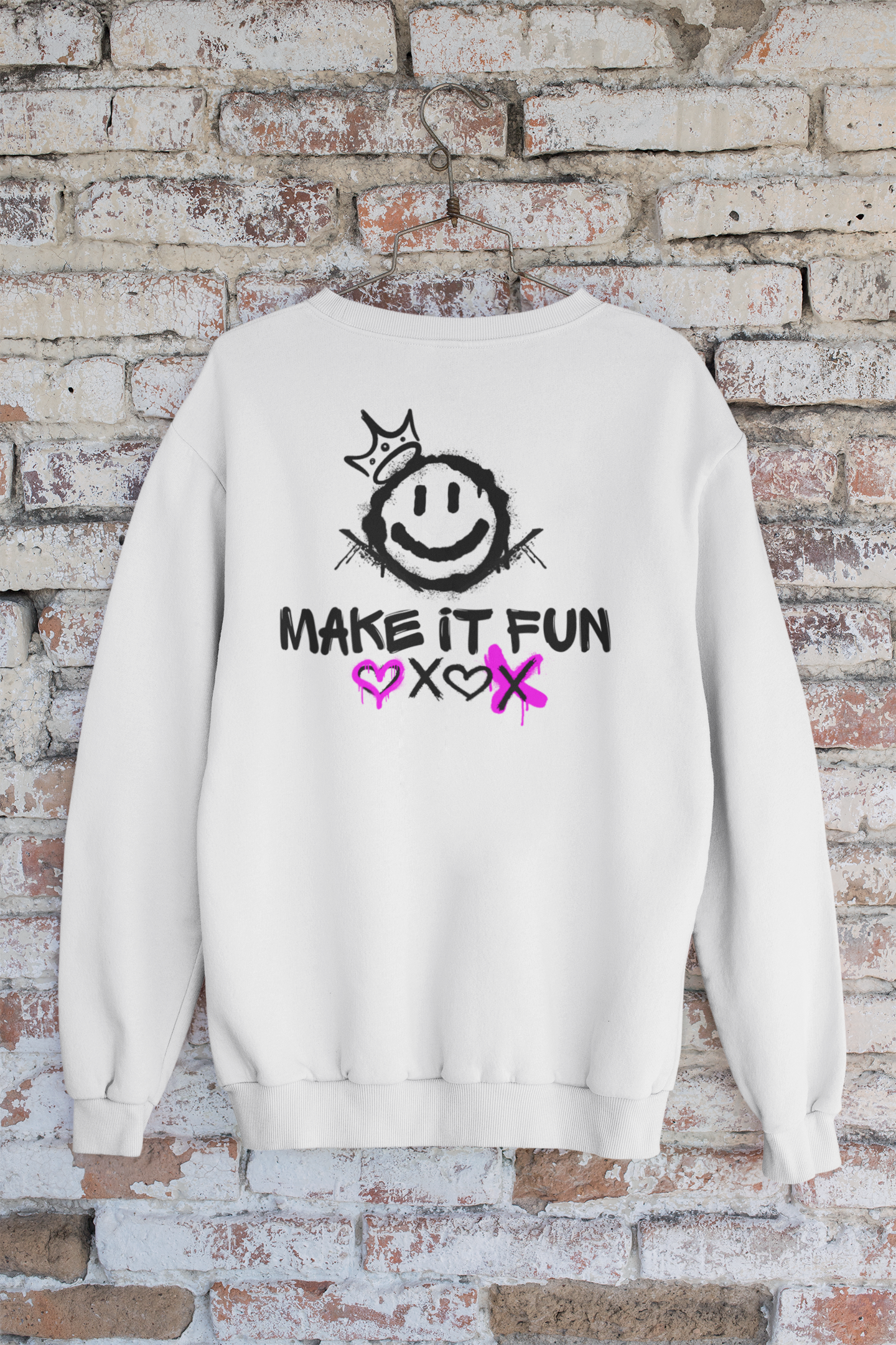 Make It Fun Smiley Crewneck Sweatshirt — Casual Graphic Pullover