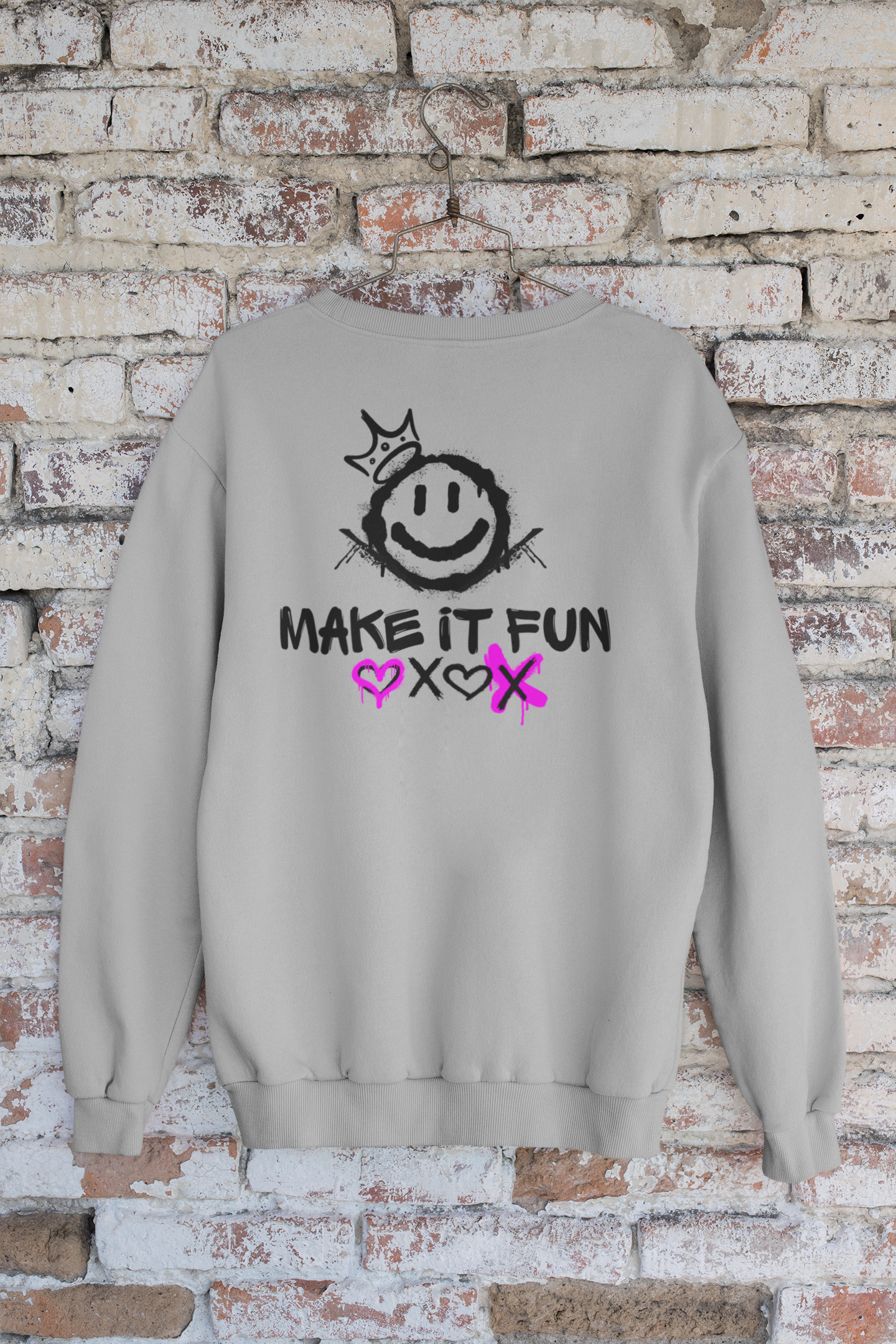 Make It Fun Smiley Crewneck Sweatshirt — Casual Graphic Pullover