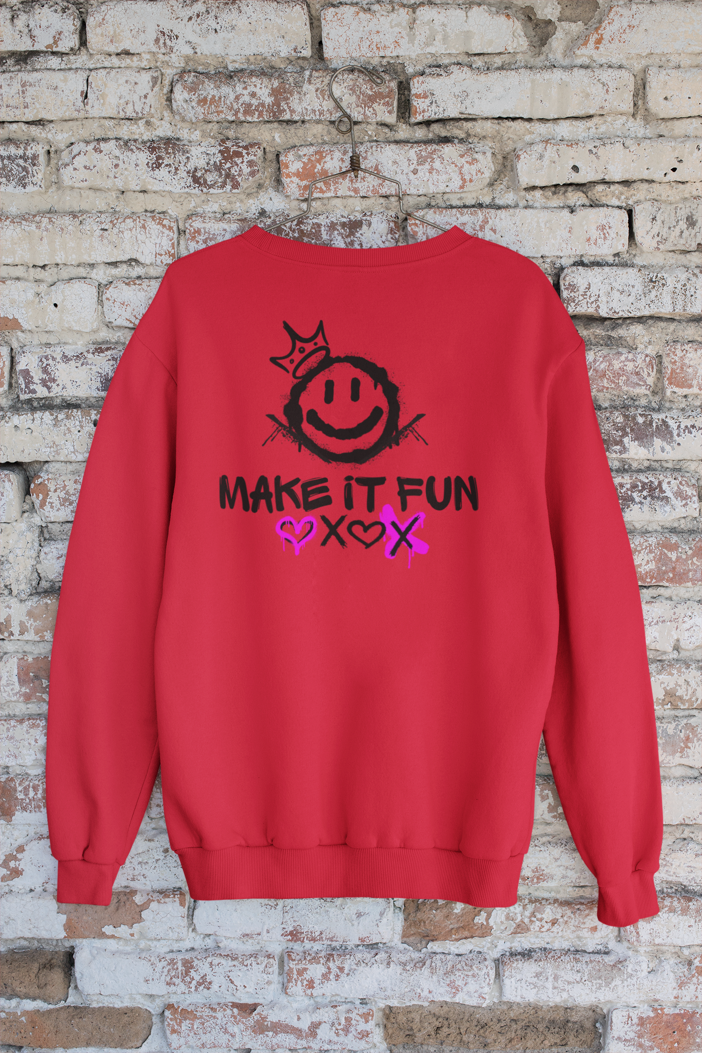 Make It Fun Smiley Crewneck Sweatshirt — Casual Graphic Pullover