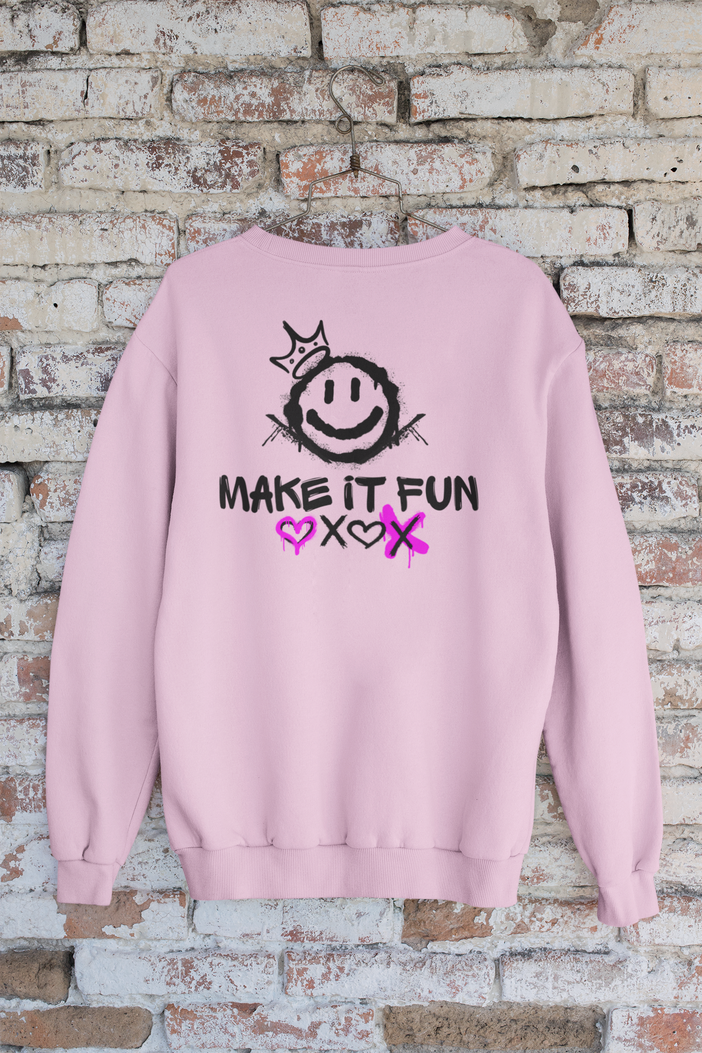 Make It Fun Smiley Crewneck Sweatshirt — Casual Graphic Pullover