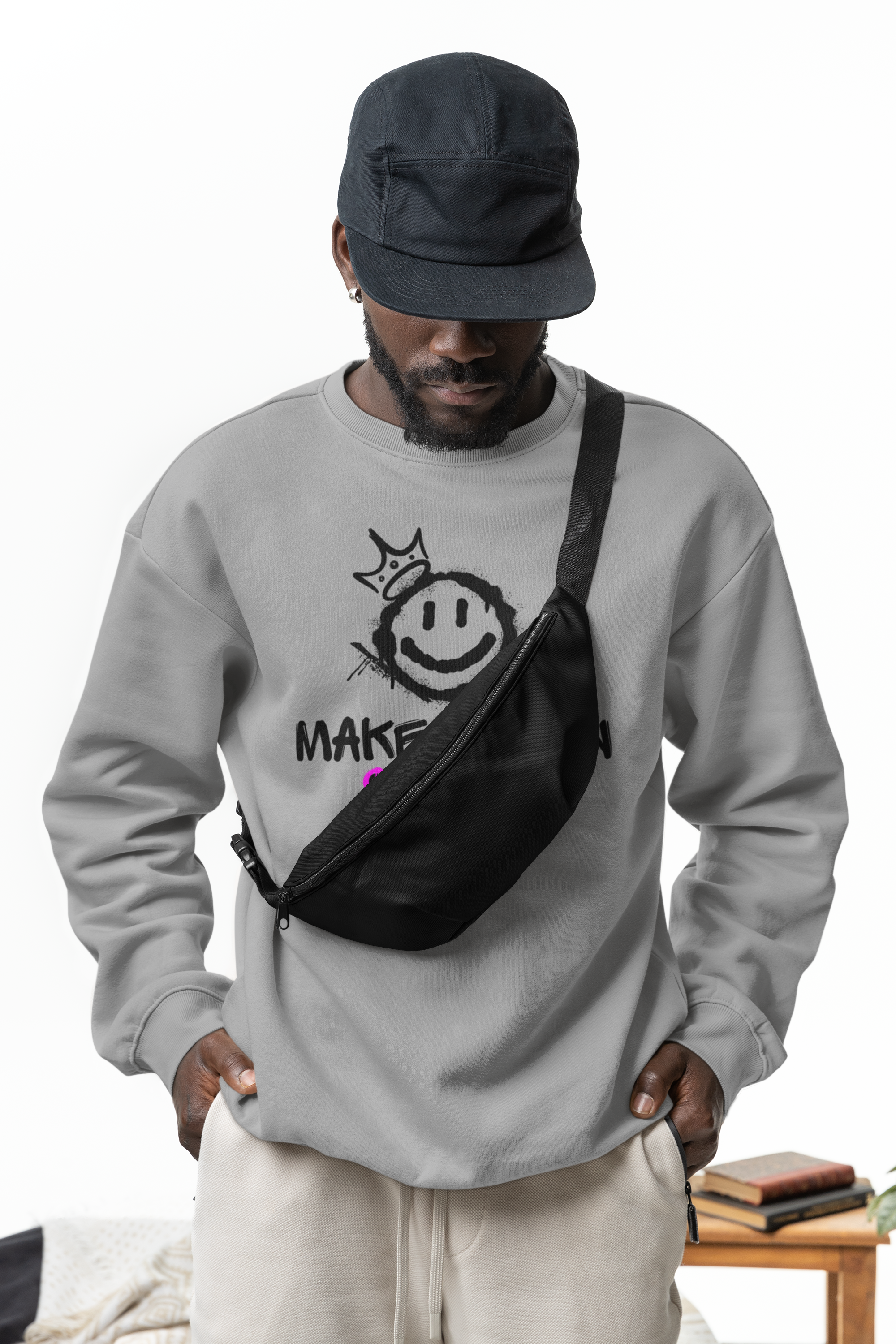 Make It Fun Smiley Crewneck Sweatshirt — Casual Graphic Pullover