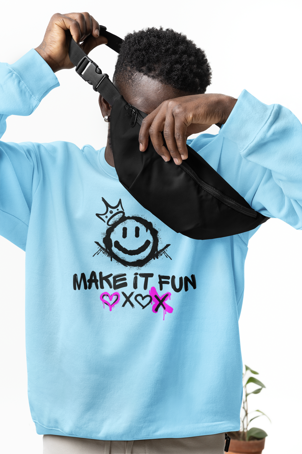 Make It Fun Smiley Crewneck Sweatshirt — Casual Graphic Pullover