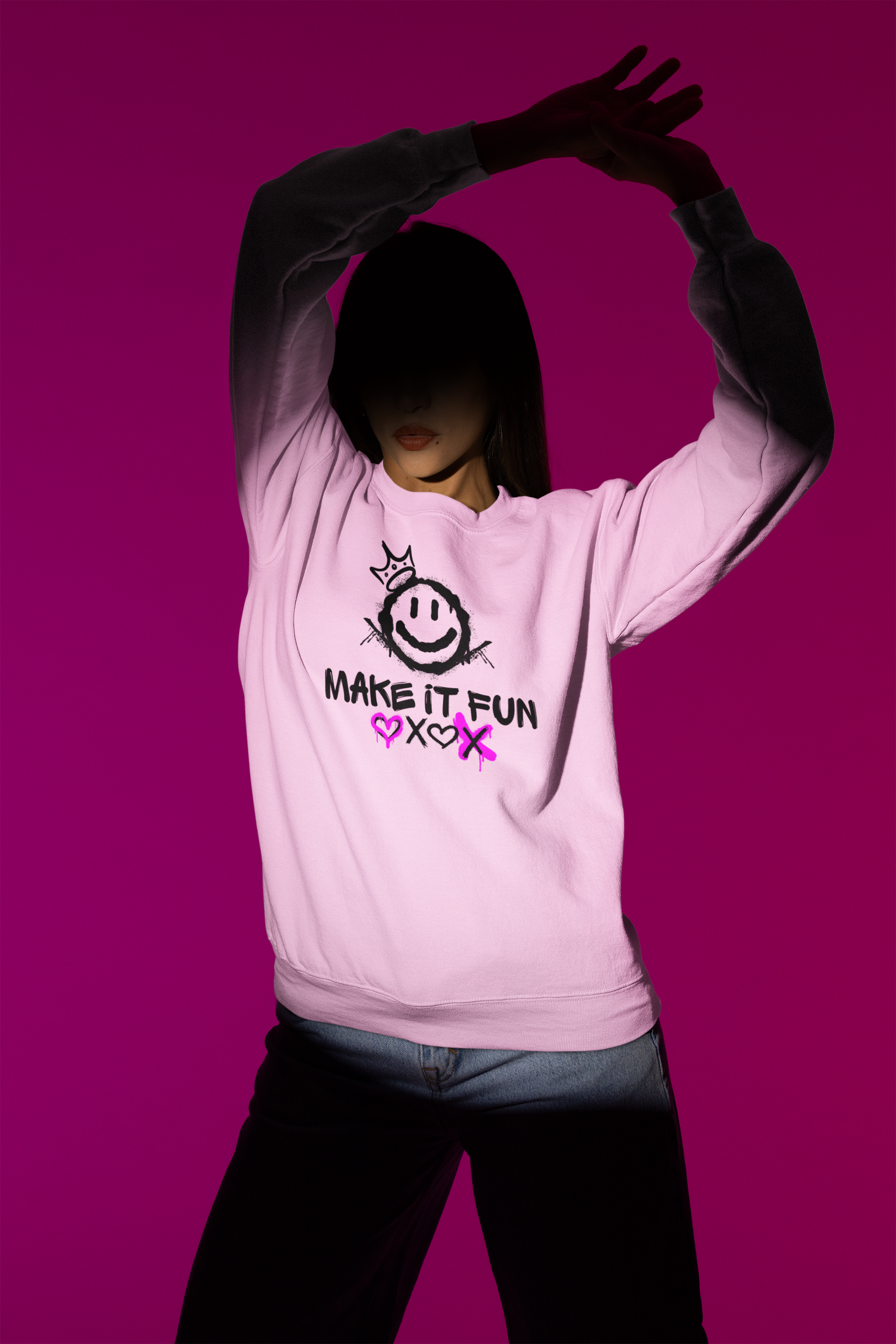Make It Fun Smiley Crewneck Sweatshirt — Casual Graphic Pullover