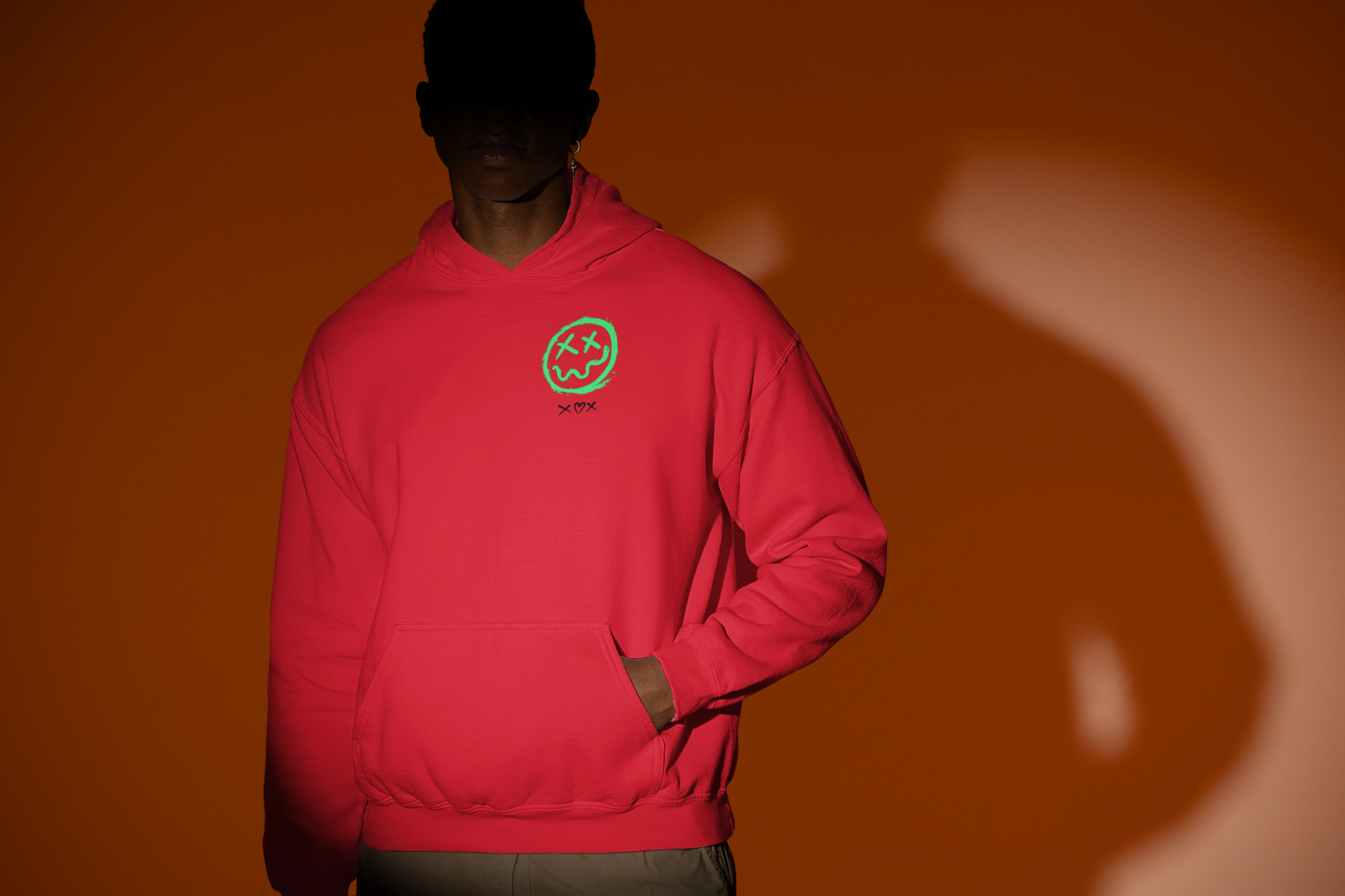 Neon Grin Hoodie — Green Smiley Skull Graphic Pullover