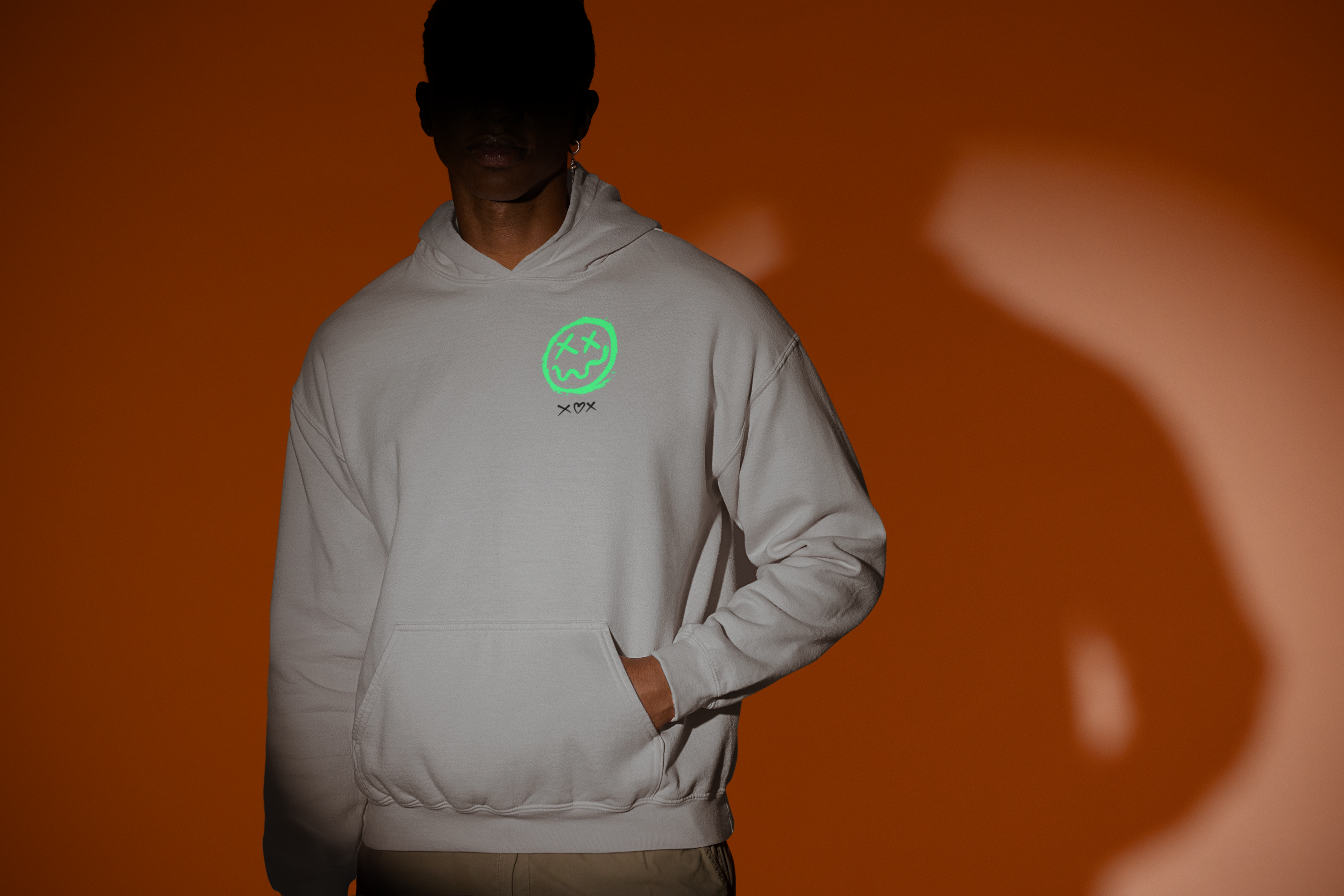 Neon Grin Hoodie — Green Smiley Skull Graphic Pullover