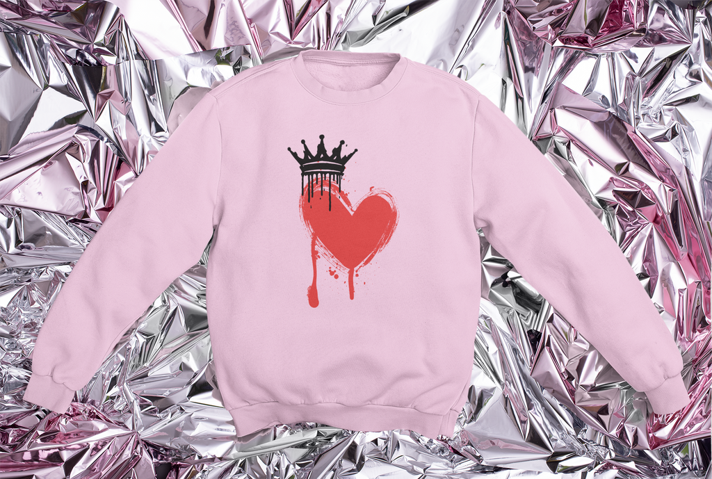 Heart Crown Sweatshirt — Dripping Red Heart Graphic Crewneck