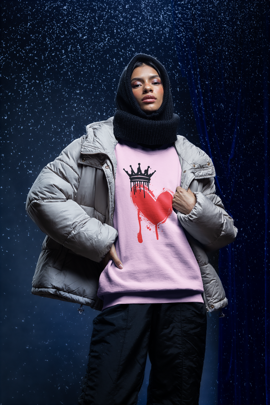 Heart Crown Sweatshirt — Dripping Red Heart Graphic Crewneck