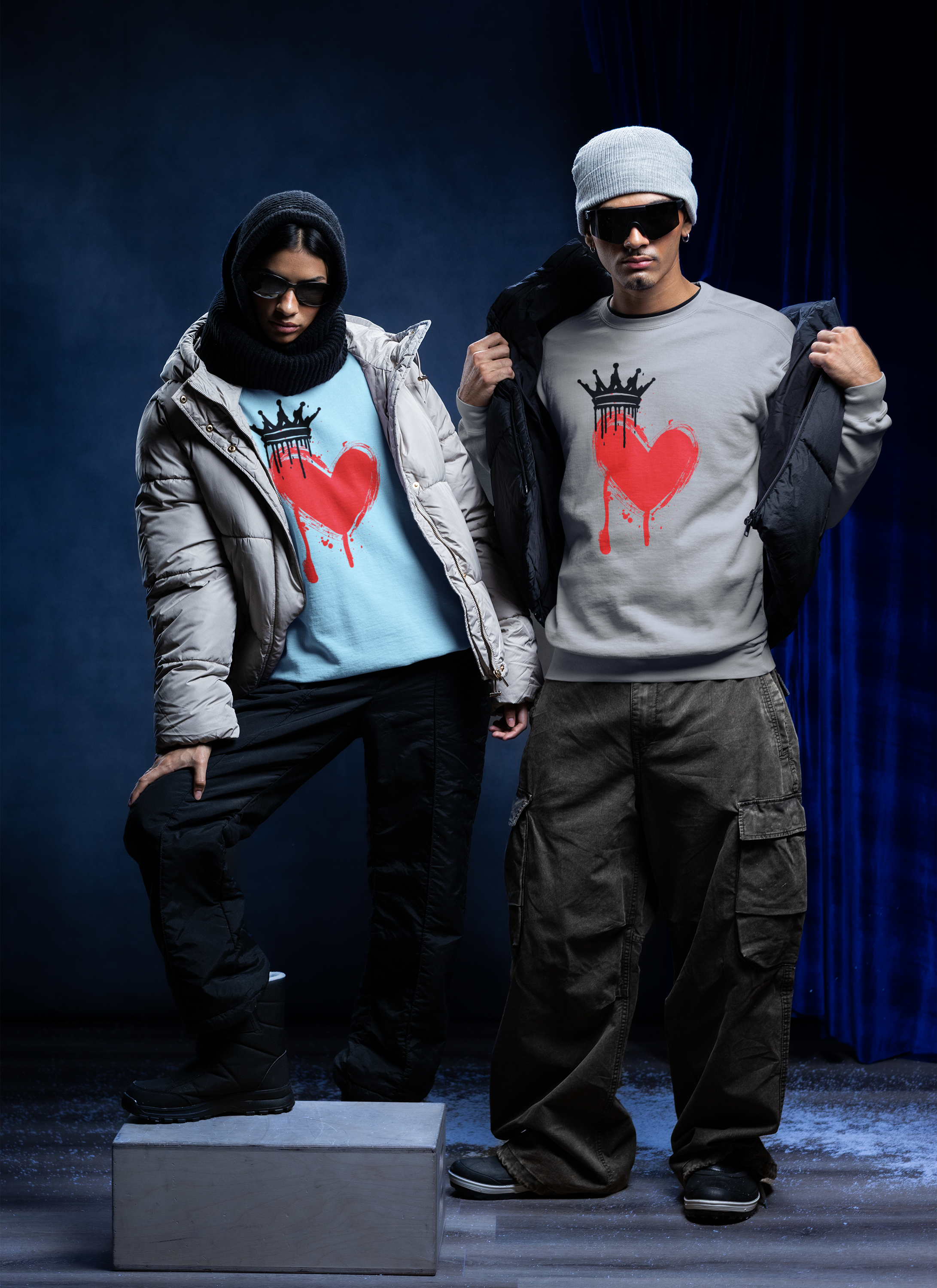 Heart Crown Sweatshirt — Dripping Red Heart Graphic Crewneck