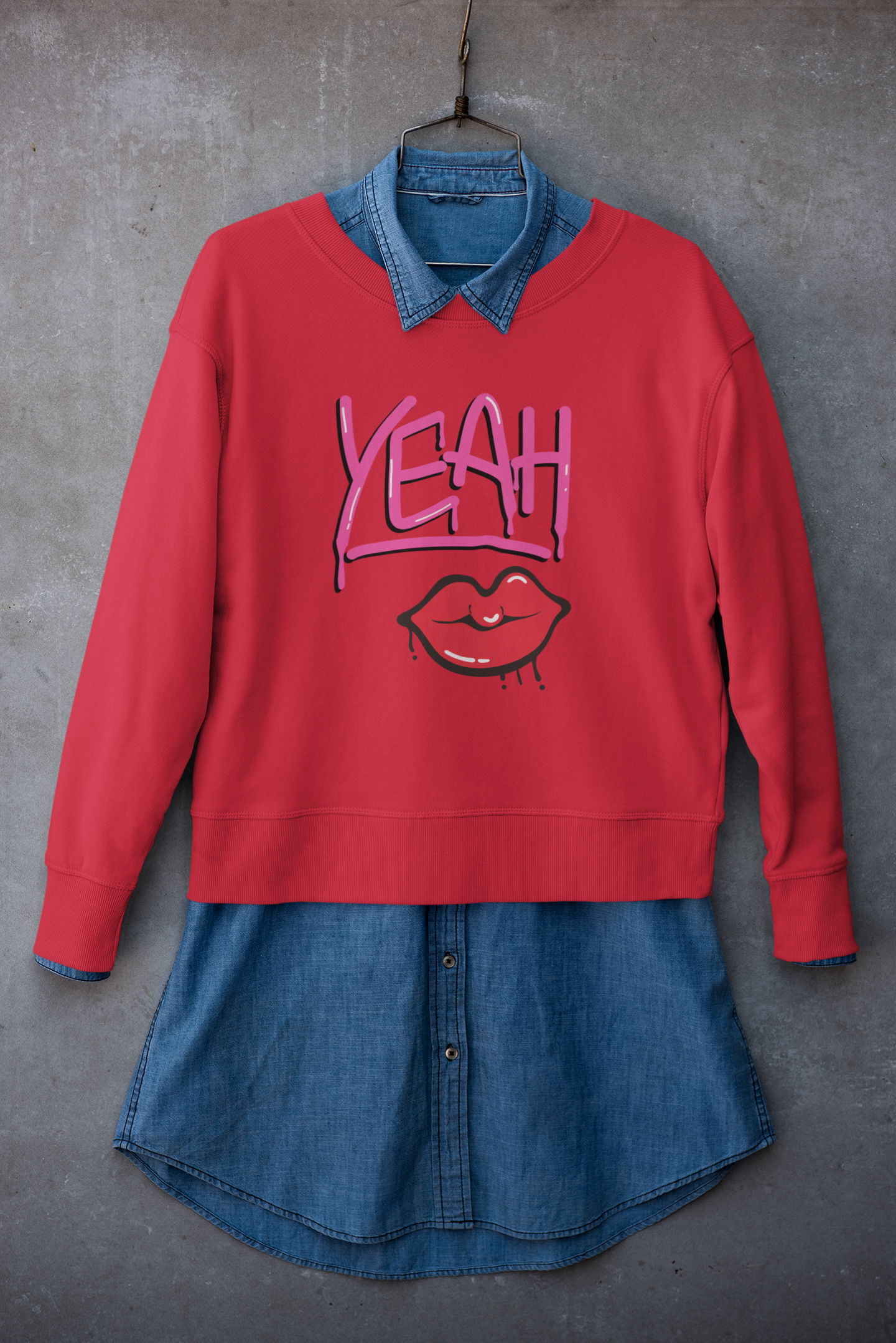 Yeah Lip Graphic Crewneck Sweatshirt