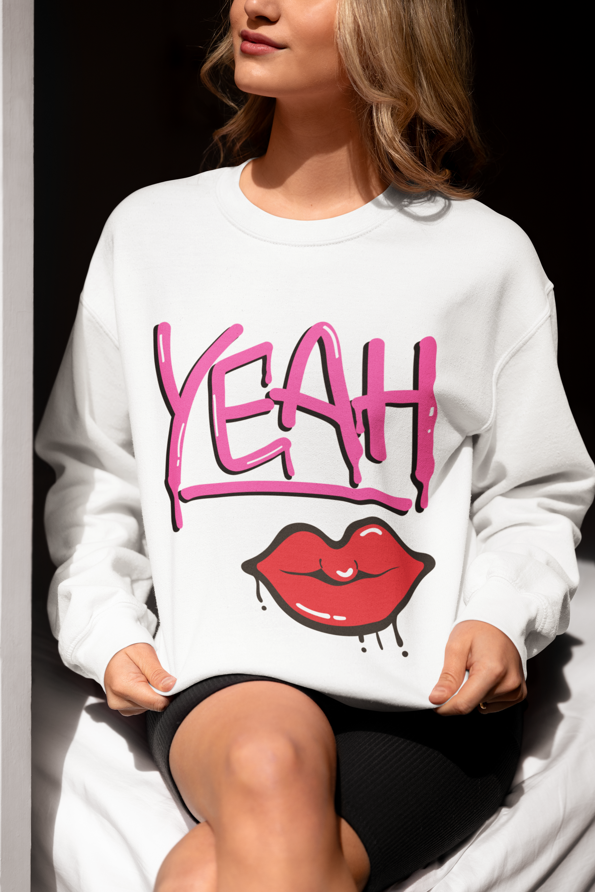 Yeah Lip Graphic Crewneck Sweatshirt
