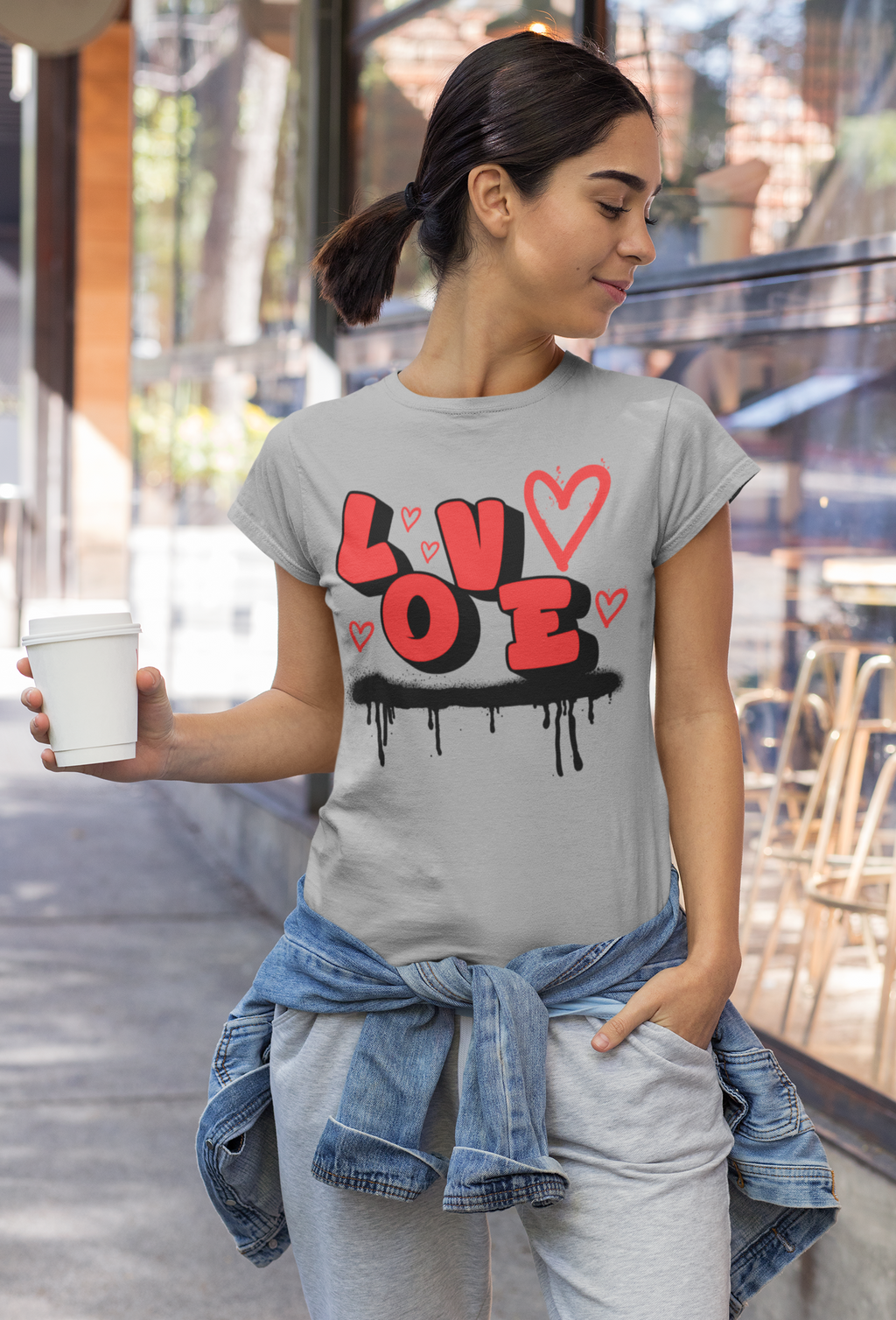 Love Graffiti T-Shirt — Red Heart Street Art Tee