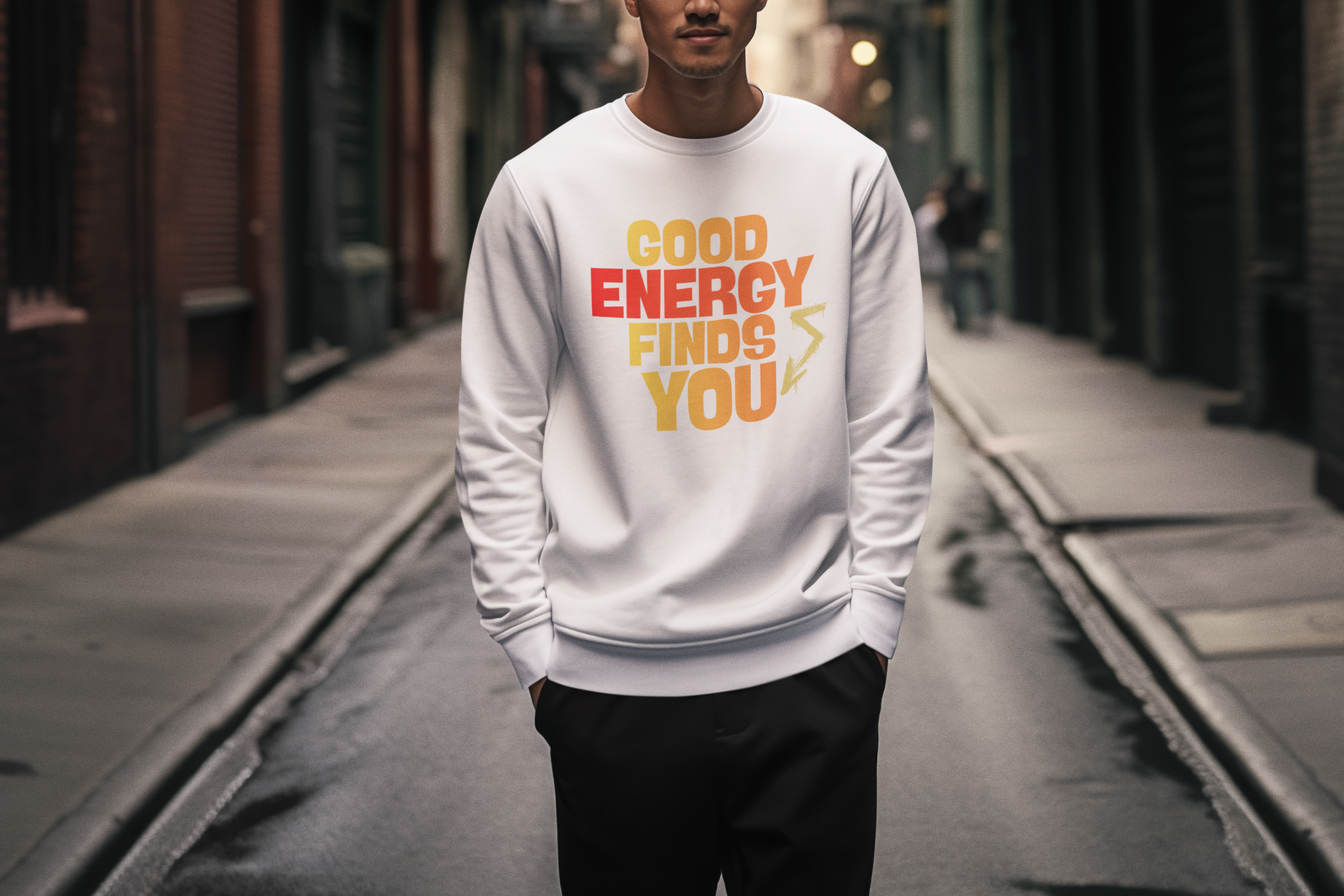 Good Energy Finds You Crewneck Sweatshirt — Positive Vibes Graphic Pullover