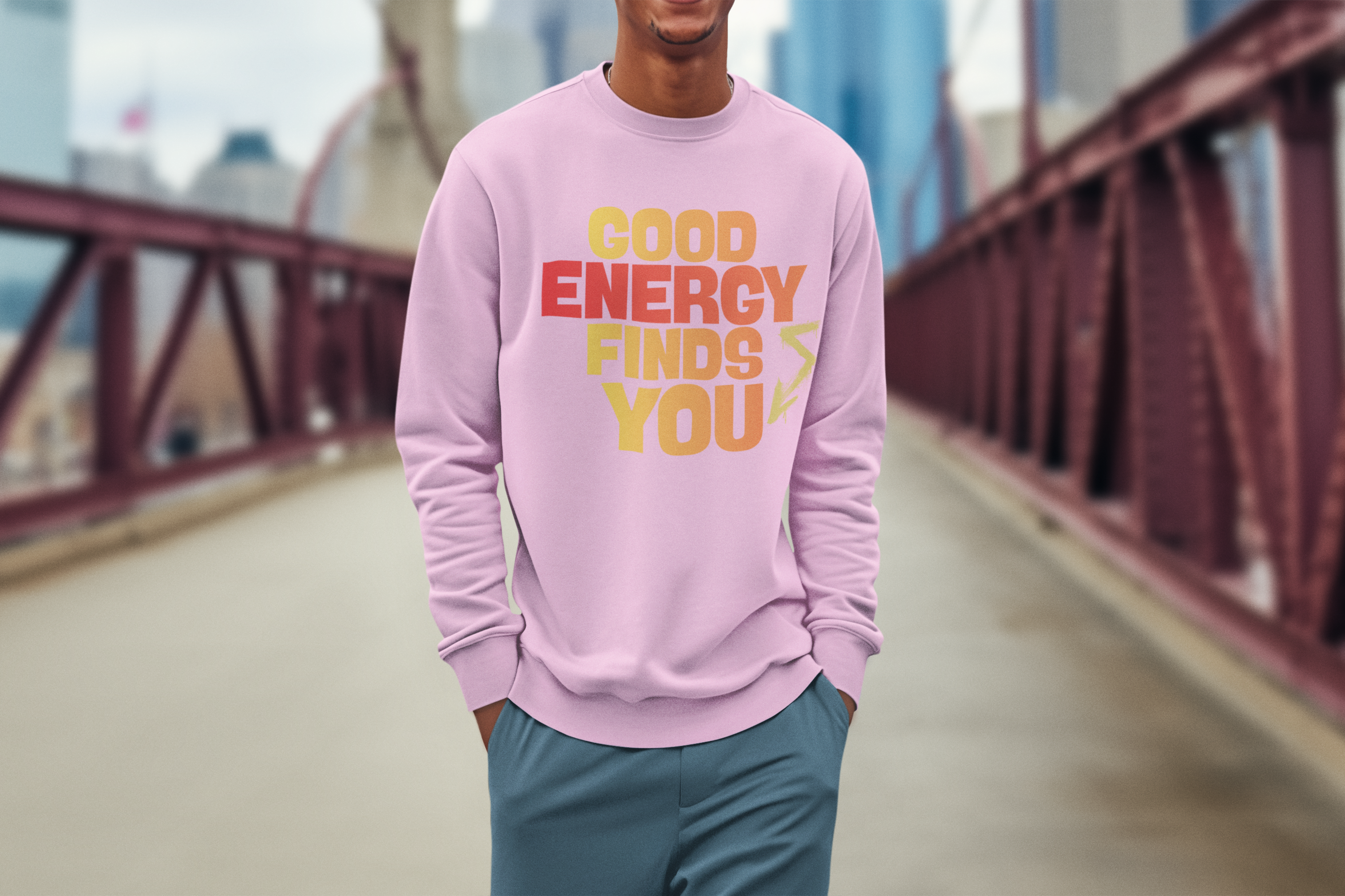 Good Energy Finds You Crewneck Sweatshirt — Positive Vibes Graphic Pullover