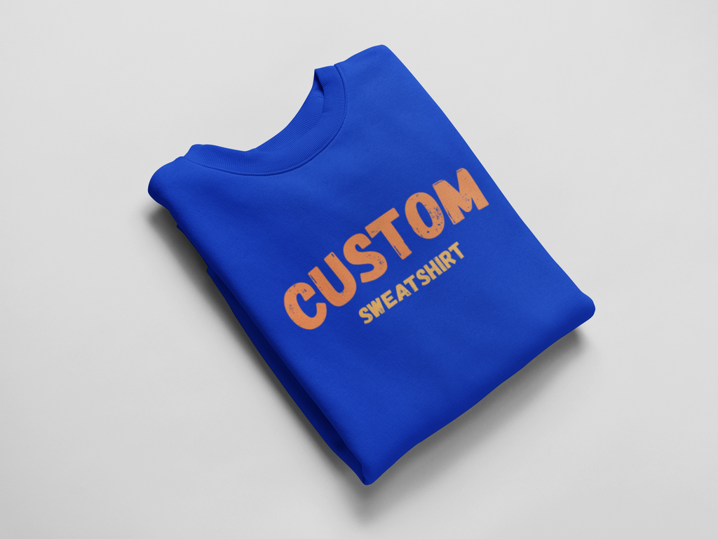 Custom Crewneck Sweatshirt — Vintage Orange Text Pullover