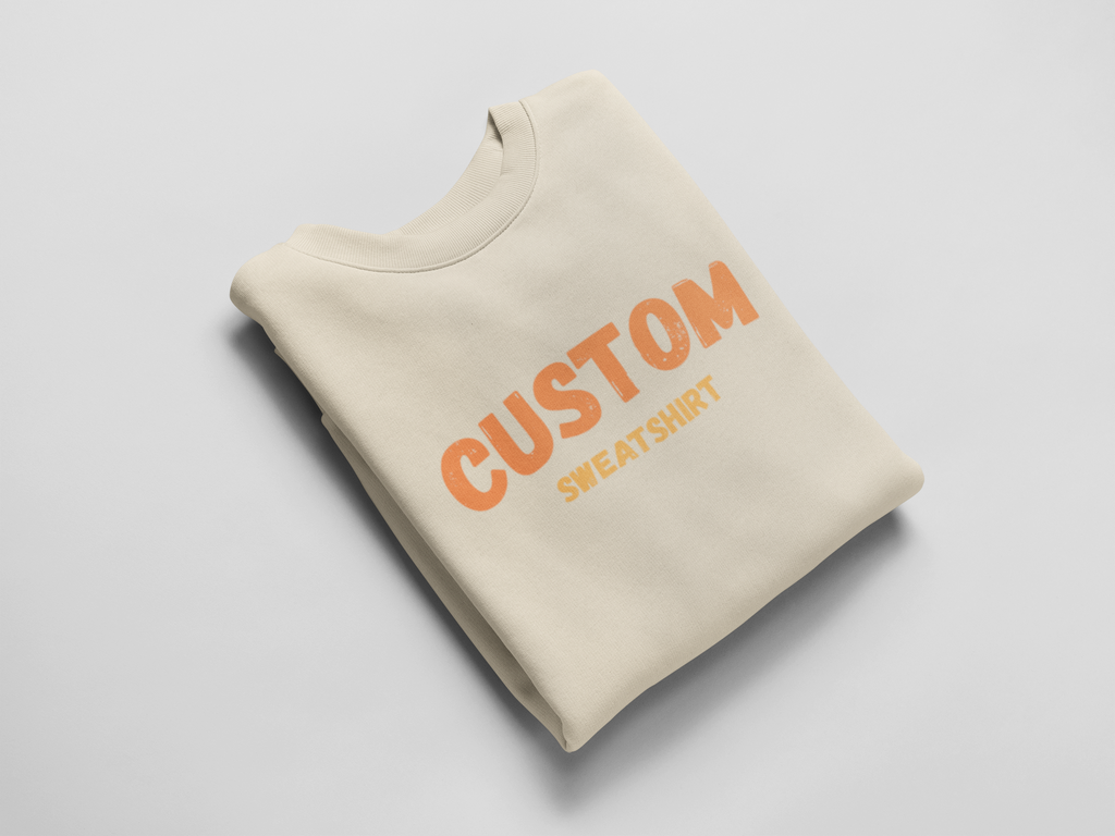 Custom Crewneck Sweatshirt — Vintage Orange Text Pullover
