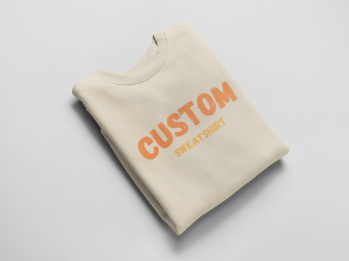 Custom Crewneck Sweatshirt — Vintage Orange Text Pullover