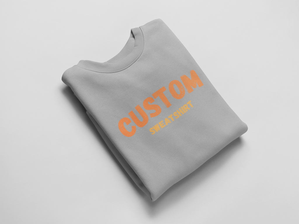 Custom Crewneck Sweatshirt — Vintage Orange Text Pullover