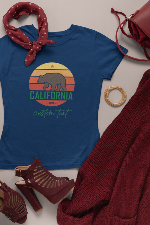 California Bear Sunset T-Shirt | Vintage Retro California Graphic Tee | State Pride Shirt