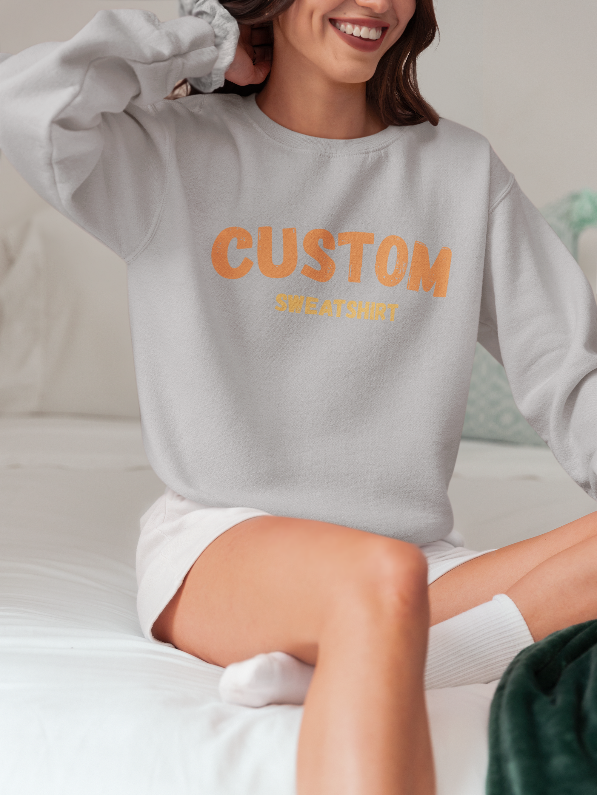 Custom Crewneck Sweatshirt — Vintage Orange Text Pullover