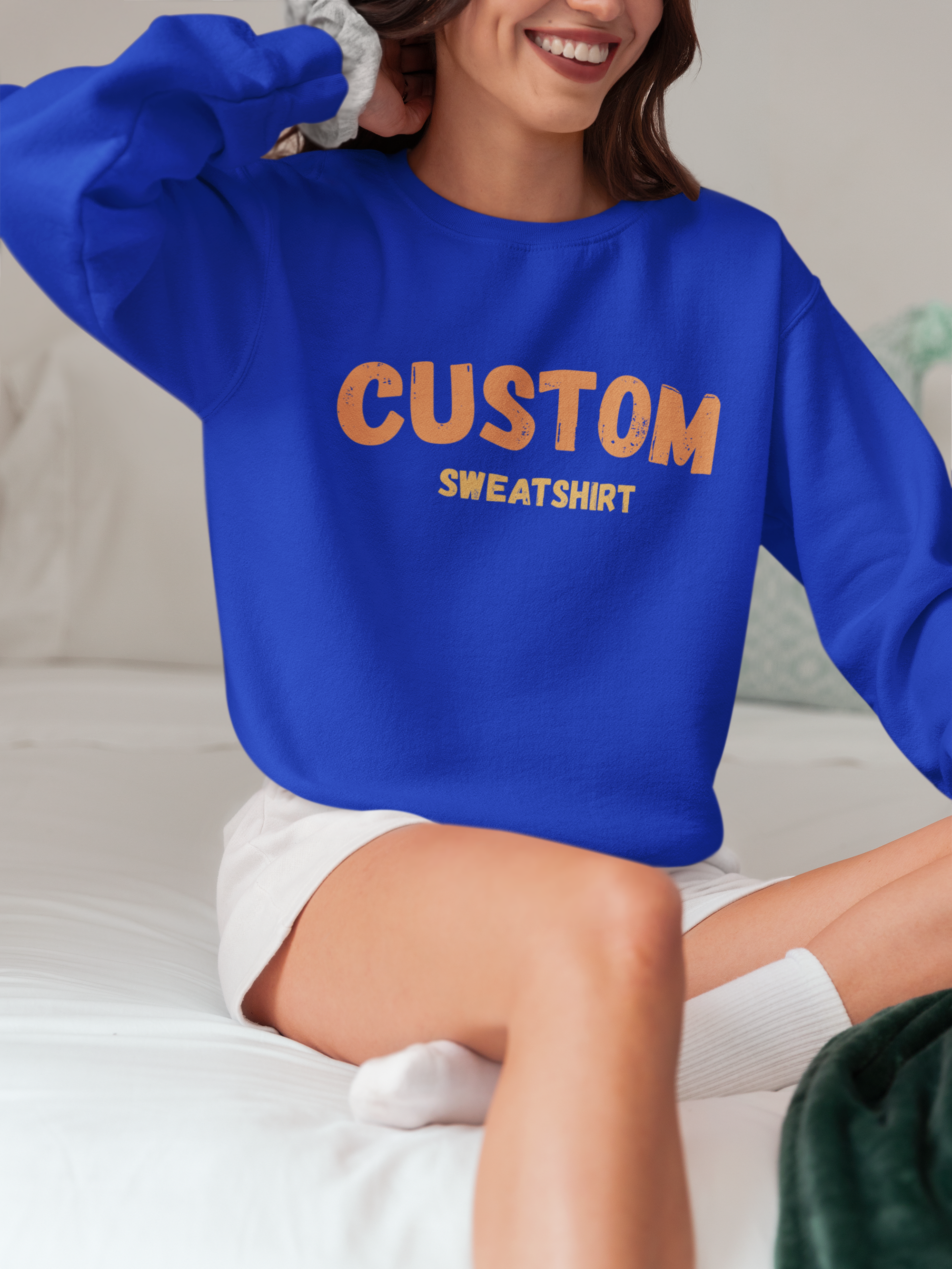 Custom Crewneck Sweatshirt — Vintage Orange Text Pullover