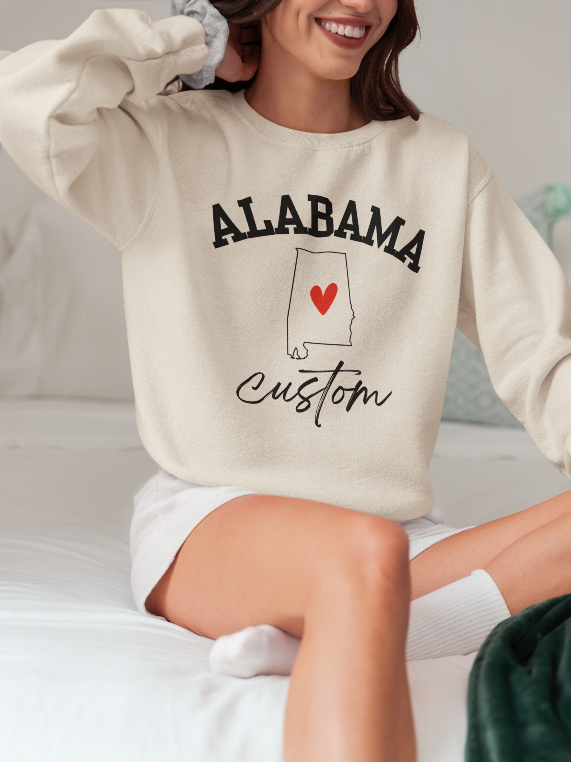 Alabama State Heart Custom Crewneck Sweatshirt