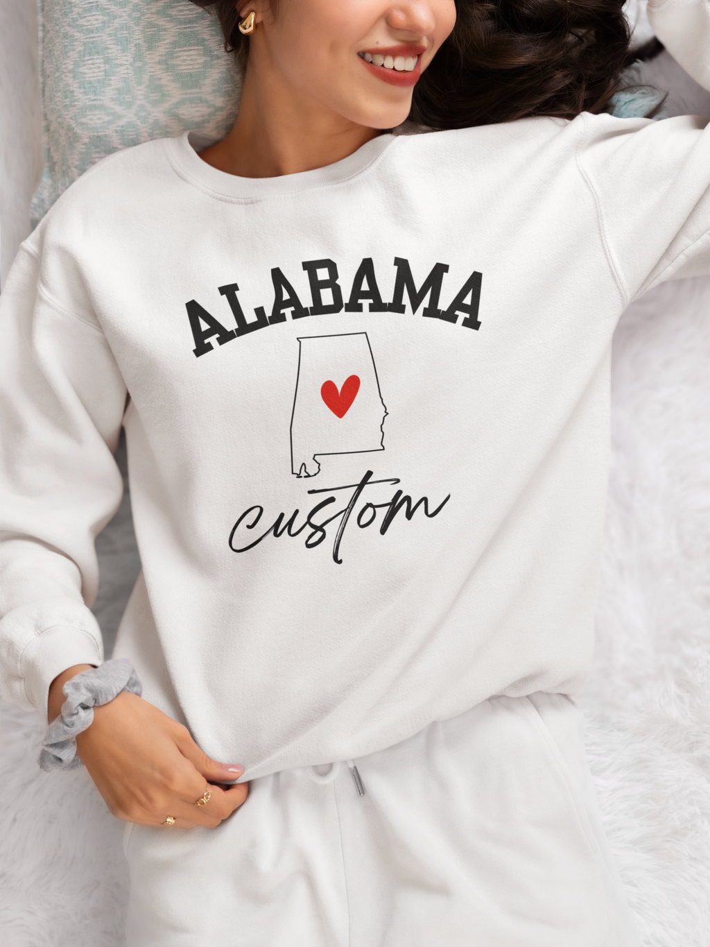Alabama State Heart Custom Crewneck Sweatshirt