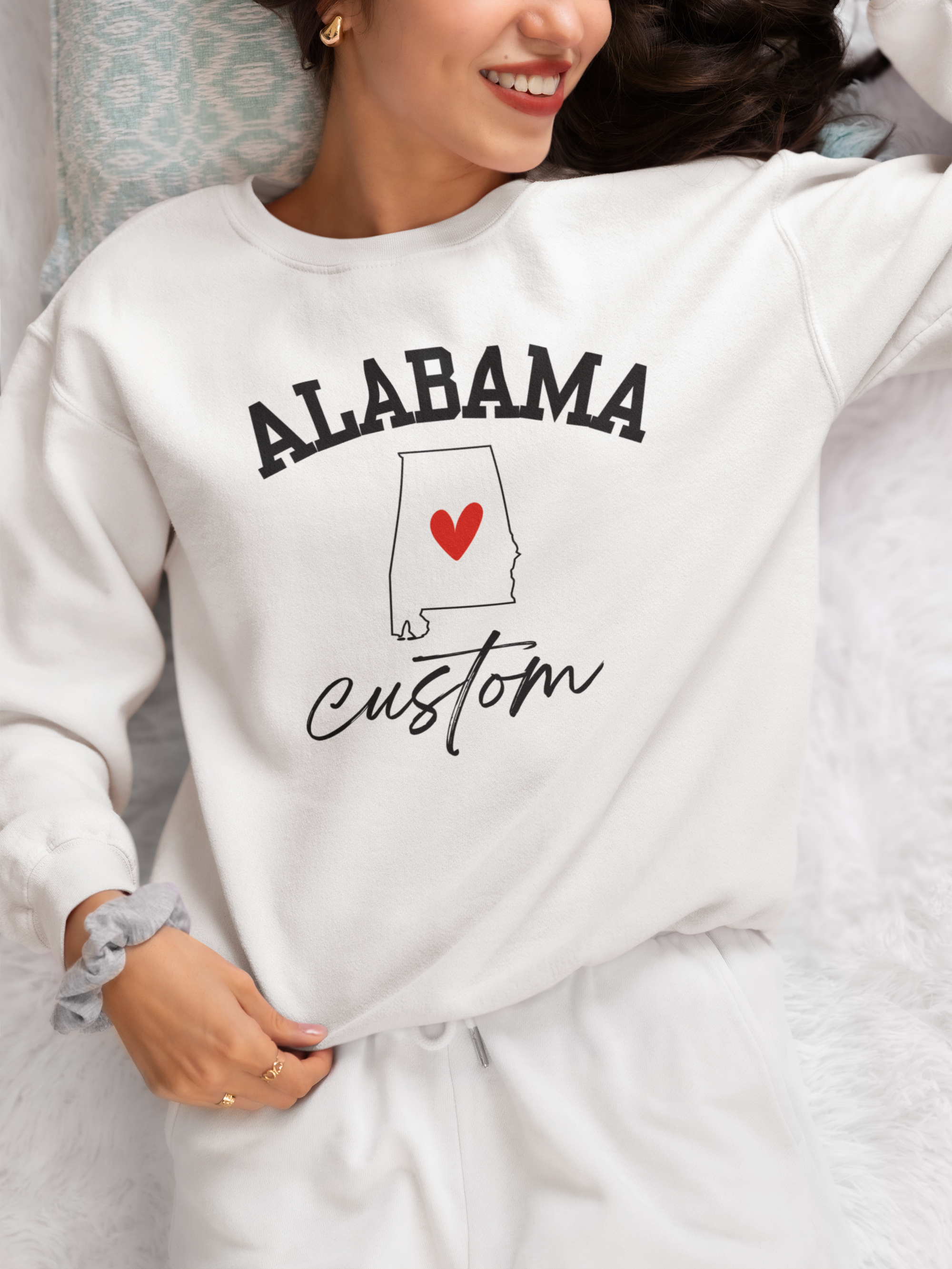 Alabama State Heart Custom Crewneck Sweatshirt