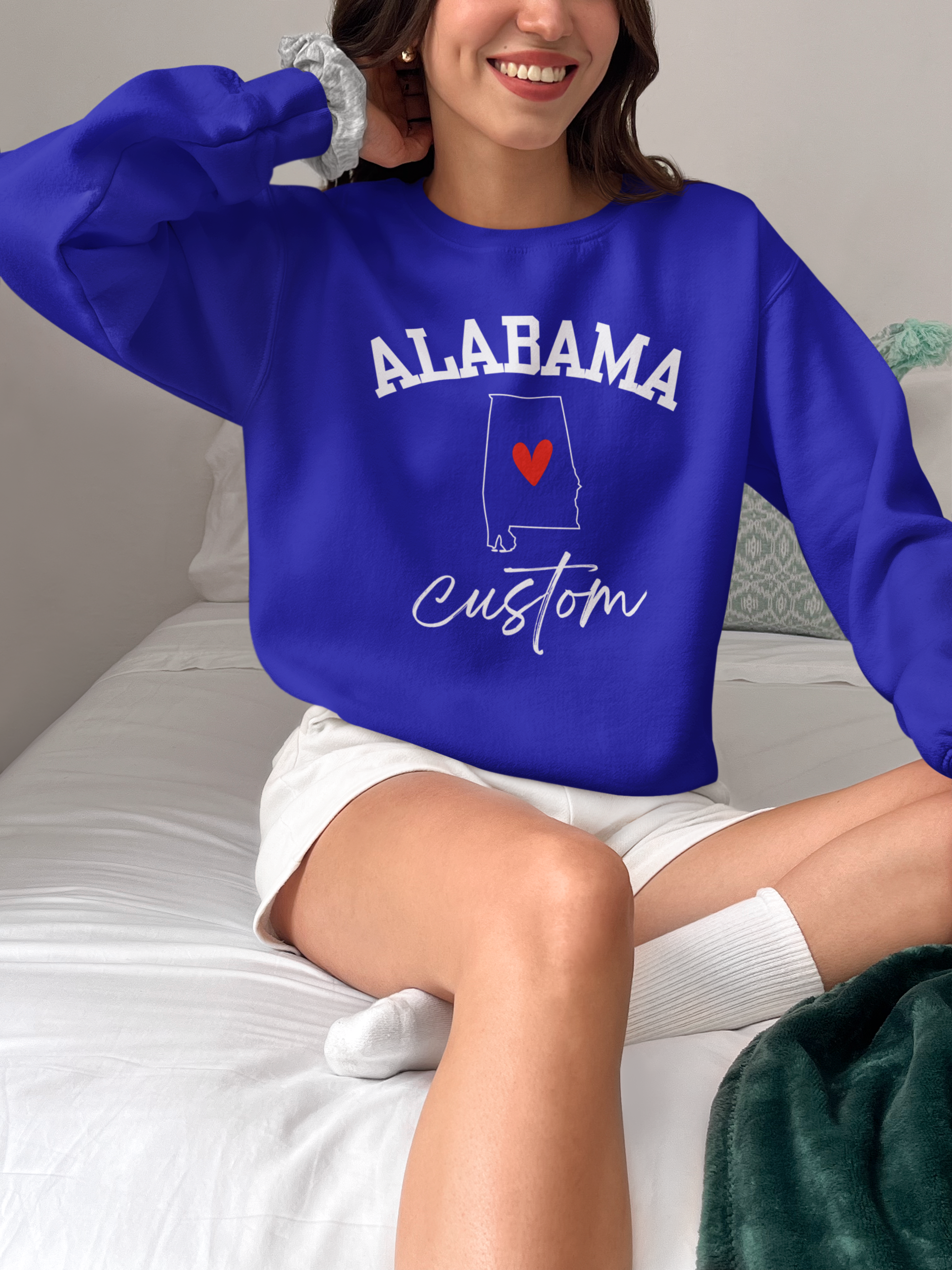 Alabama State Heart Custom Crewneck Sweatshirt