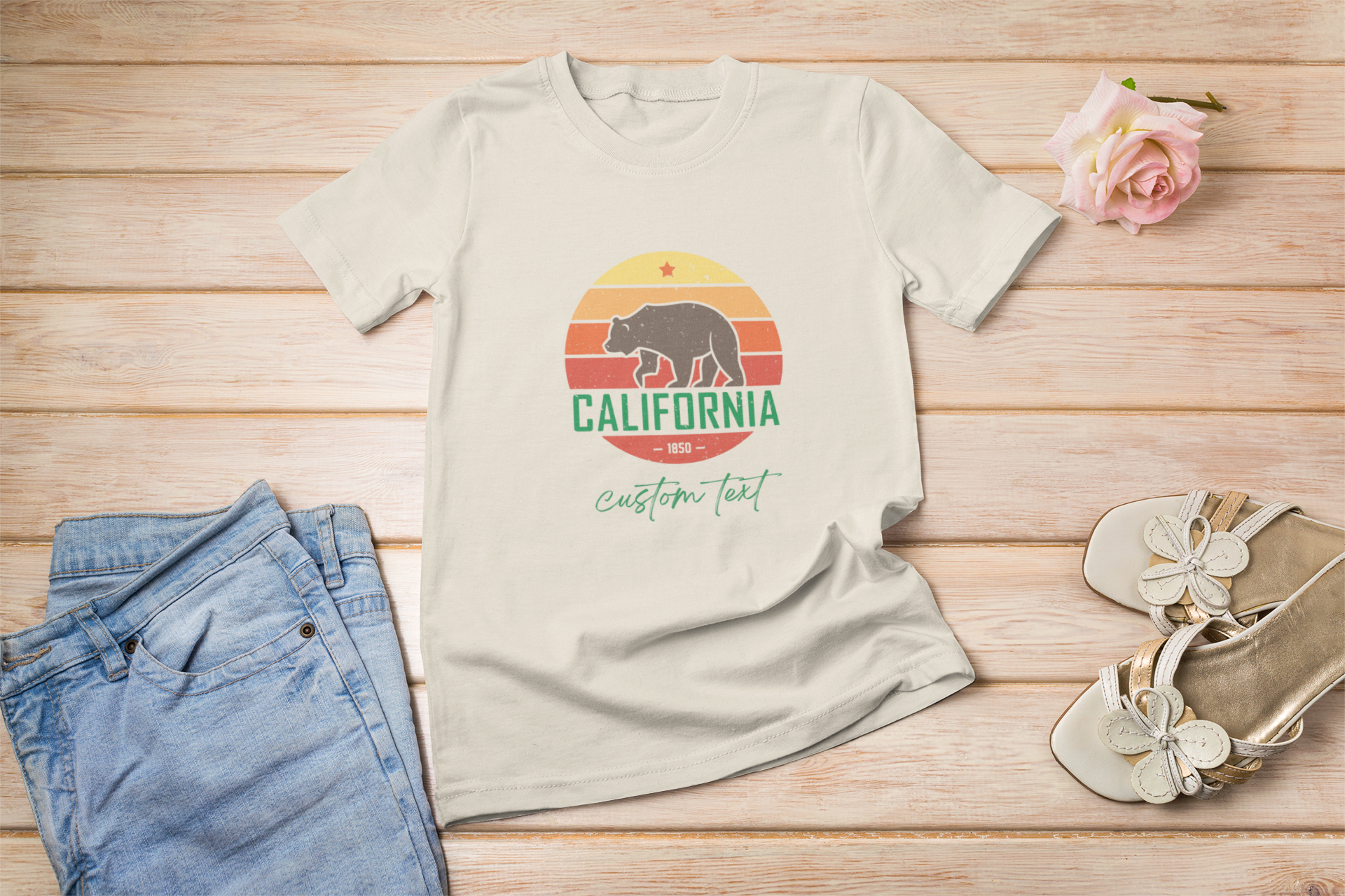 California Bear Sunset T-Shirt | Vintage Retro California Graphic Tee | State Pride Shirt