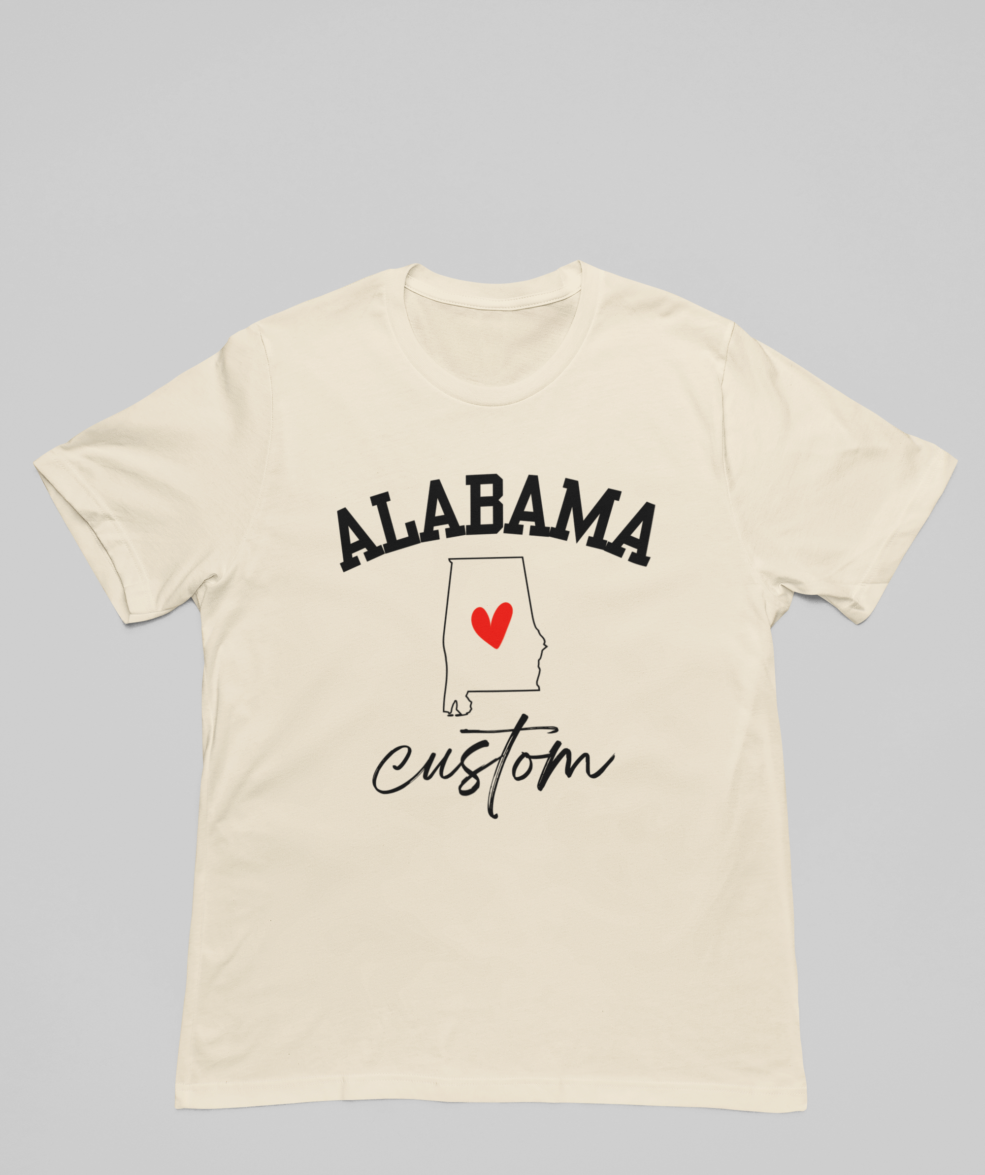 Alabama State Heart Custom T‑Shirt — Personalized Home State Tee