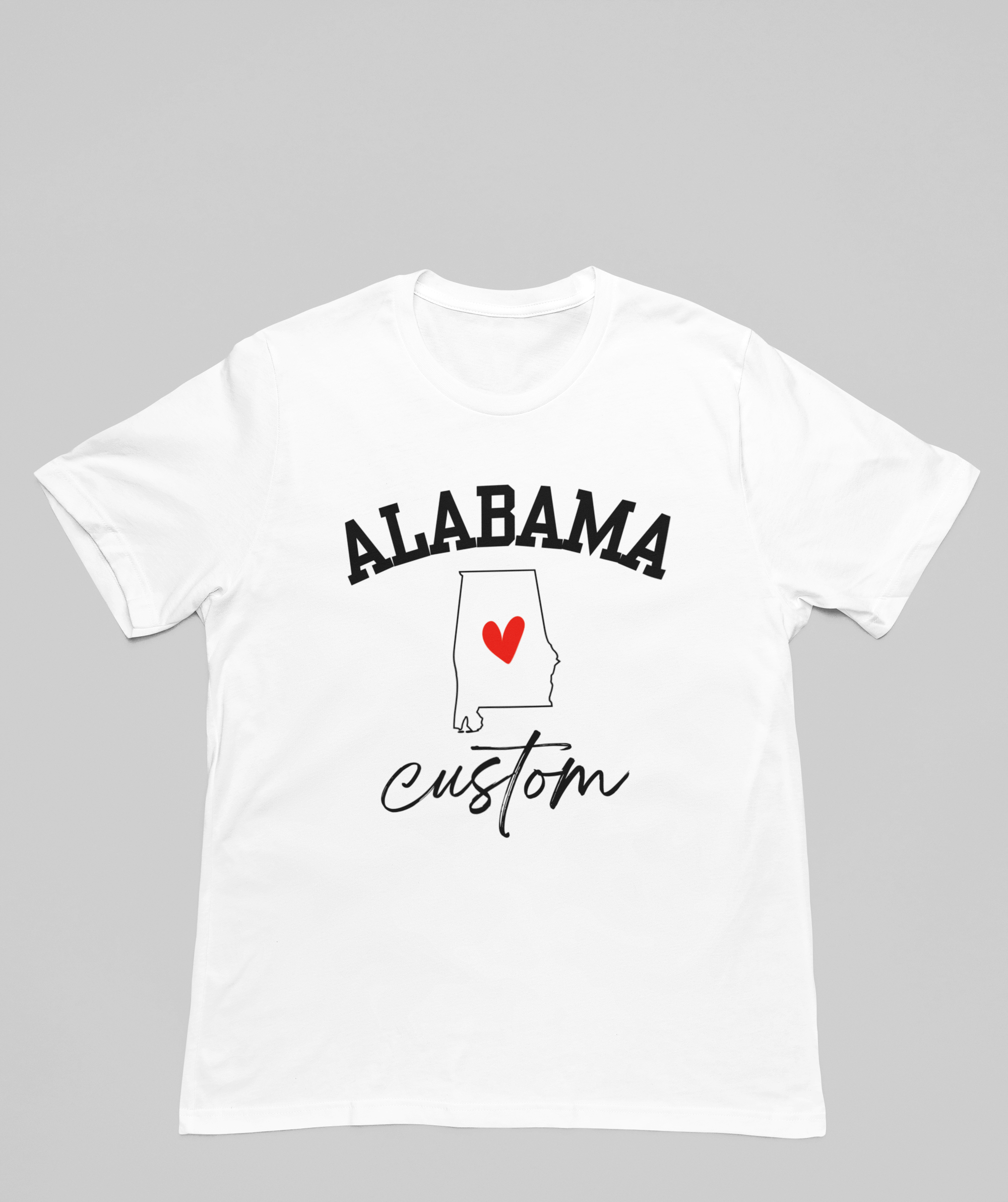 Alabama State Heart Custom T‑Shirt — Personalized Home State Tee