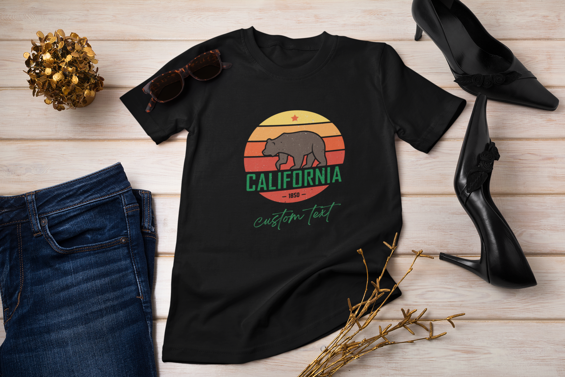 California Bear Sunset T-Shirt | Vintage Retro California Graphic Tee | State Pride Shirt