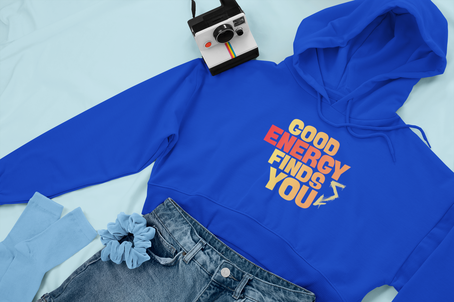 Hoodie — "Good Energy Finds You" Positive Vibes Pullover