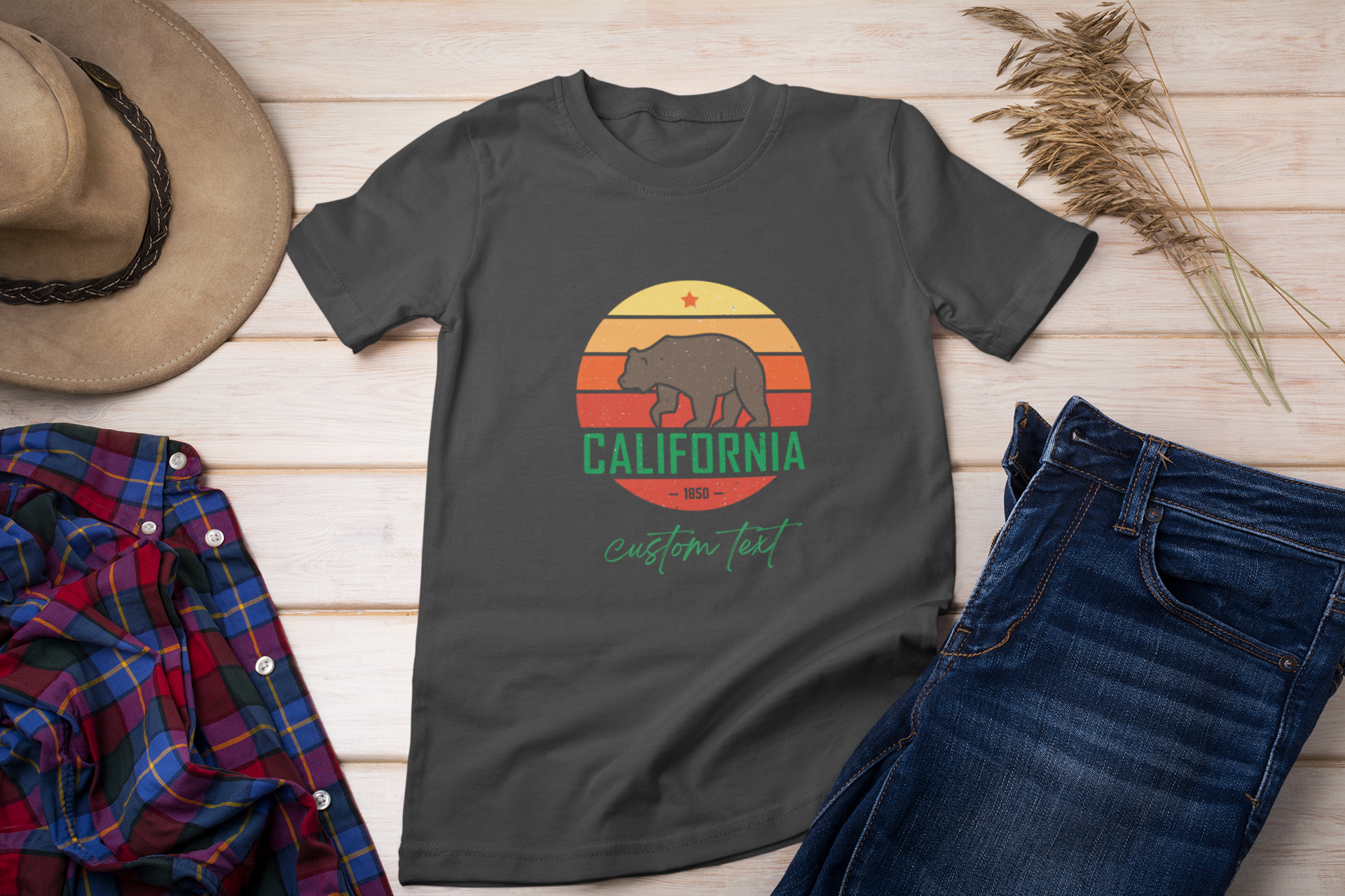 California Bear Sunset T-Shirt | Vintage Retro California Graphic Tee | State Pride Shirt