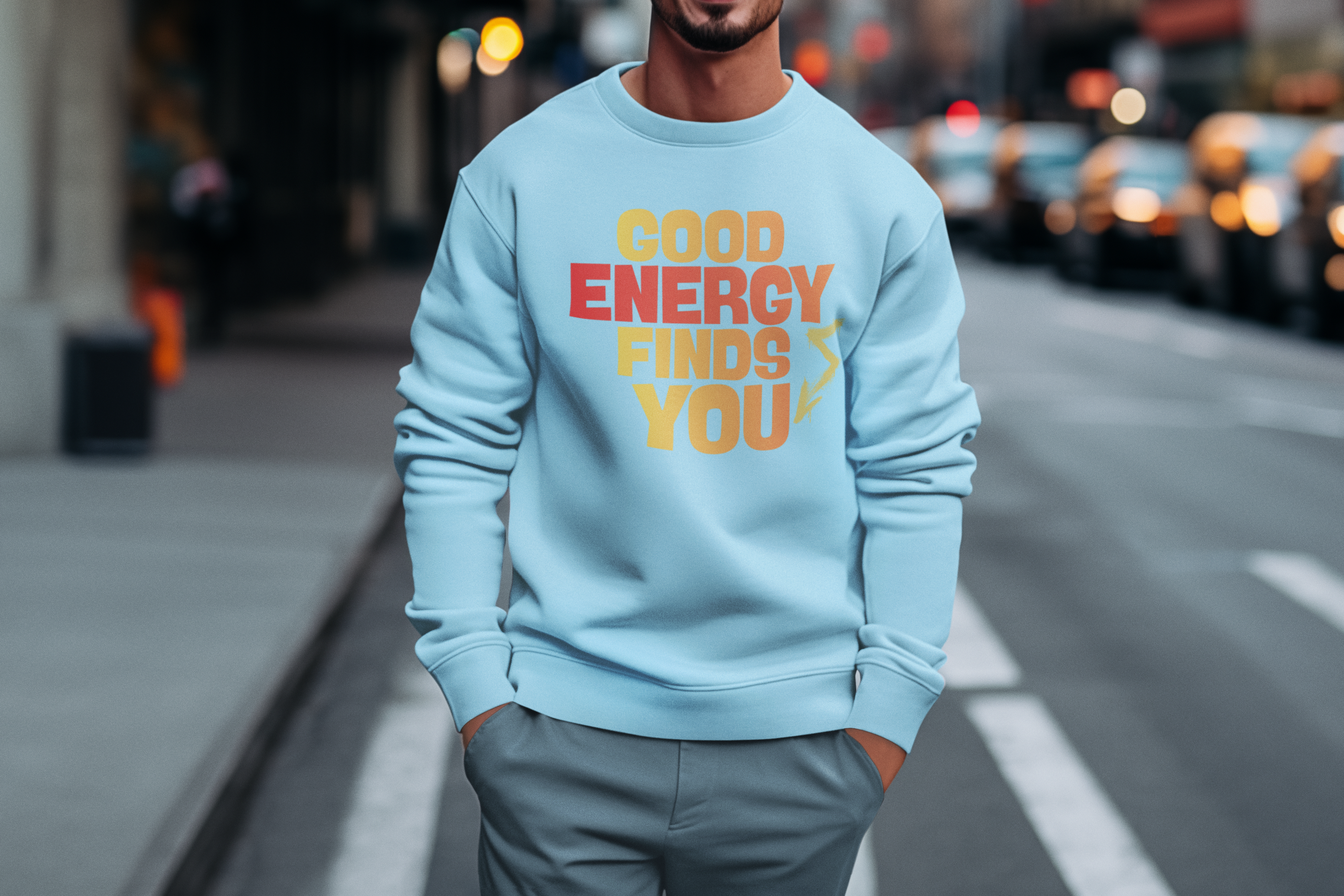 Good Energy Finds You Crewneck Sweatshirt — Positive Vibes Graphic Pullover
