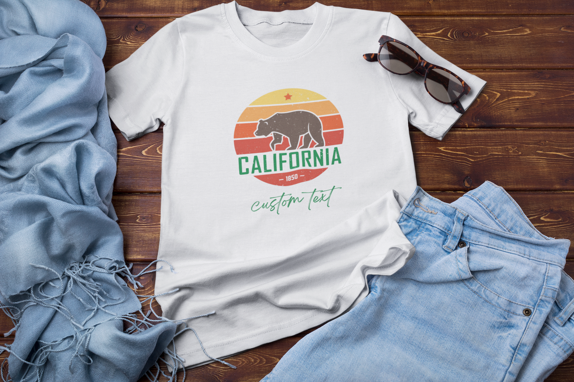 California Bear Sunset T-Shirt | Vintage Retro California Graphic Tee | State Pride Shirt