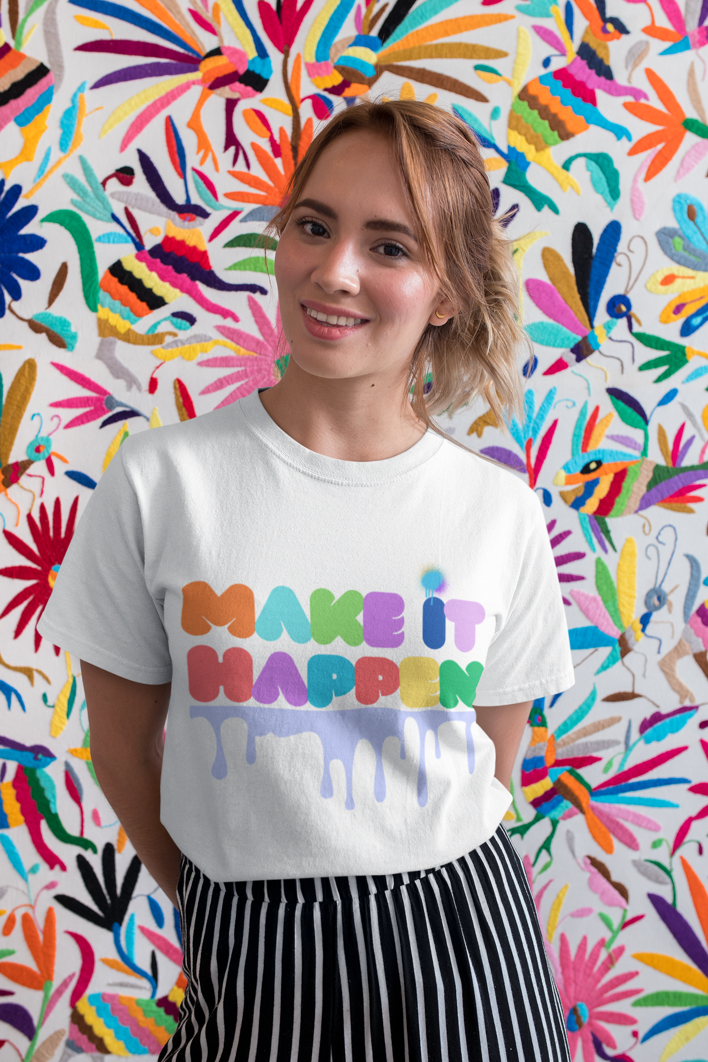 Make It Happen Colorful Drip T-Shirt