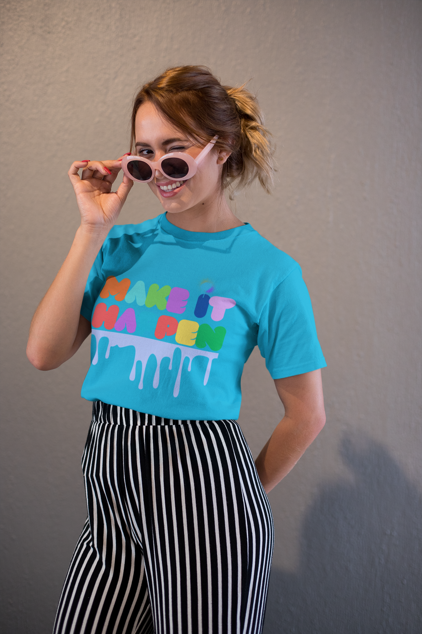 Make It Happen Colorful Drip T-Shirt