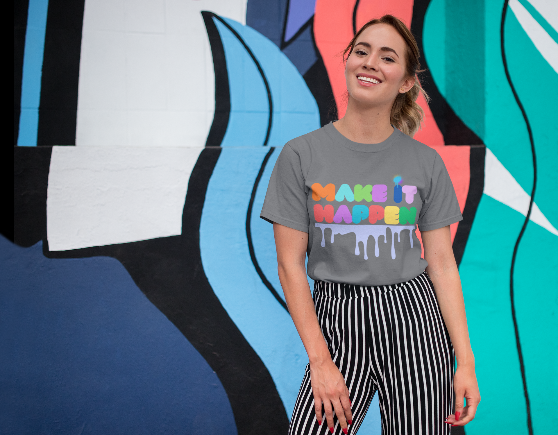Make It Happen Colorful Drip T-Shirt