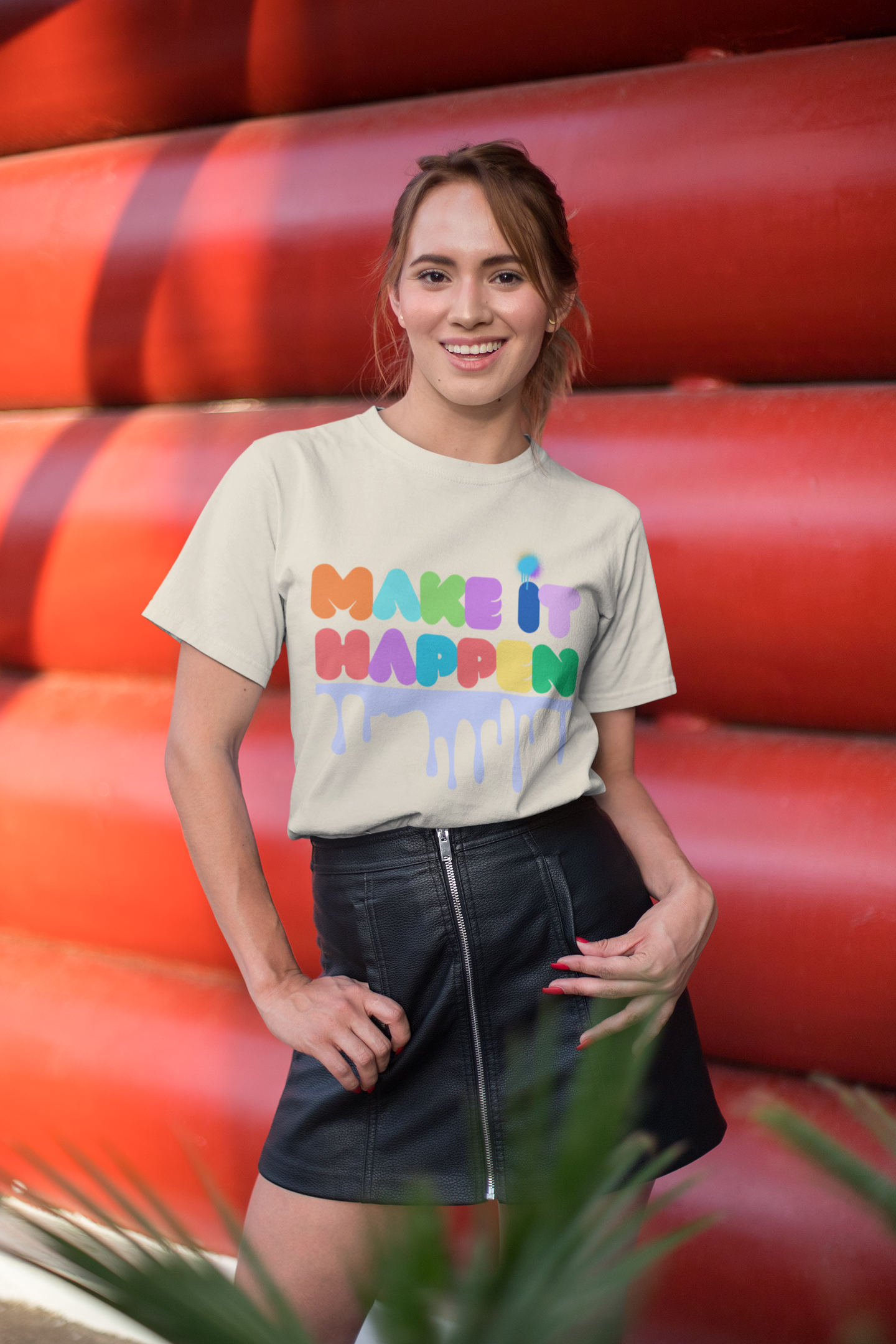 Make It Happen Colorful Drip T-Shirt